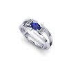 PDAU18001 Dámský prsten s modrým Safírem (Materiál Bílé zlato 14kt, Velikost 40)