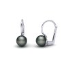 Náušnice s přírodní černou perlou NP21007 (Materiál Bílé zlato 14kt)