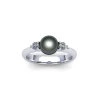 Prsten s černou perlou a brilianty PP21004