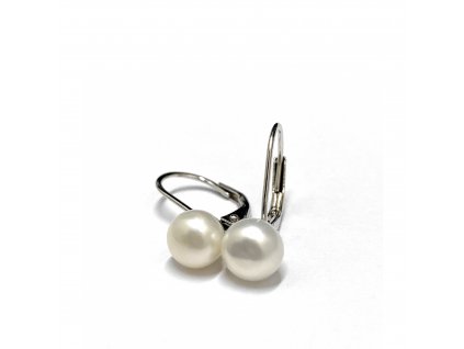 Stříbrné náušnice bílé perličky PERS0452