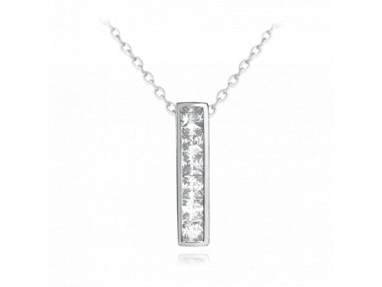 Stříbrný náhrdelník s tyčkou zdobenou zirkony 25SN45