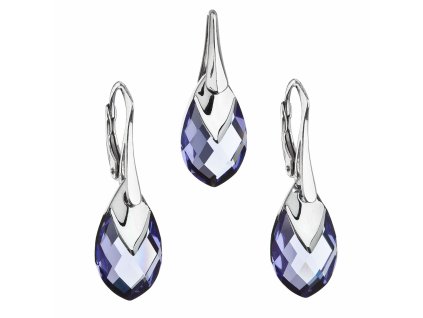 Stříbrná souprava Swarovski fialová tanzanite