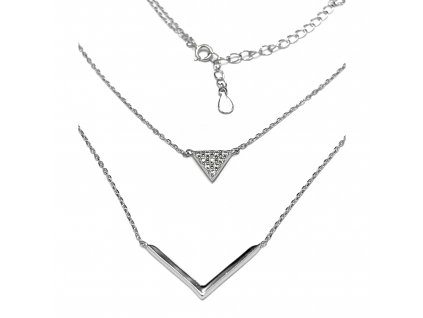 Stříbrný dvoj náhrdelník trojúhelníky AGS688