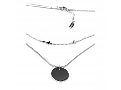 Ocelový dvojitý náhrdelník s křížkem možnost gravírování