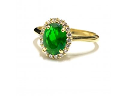 Zlatý prsten zeleno-bílý 111.00006