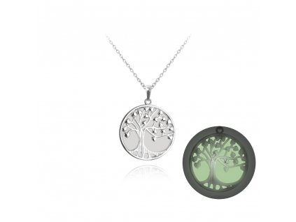 Stříbrný náhrdelník strom života svítící