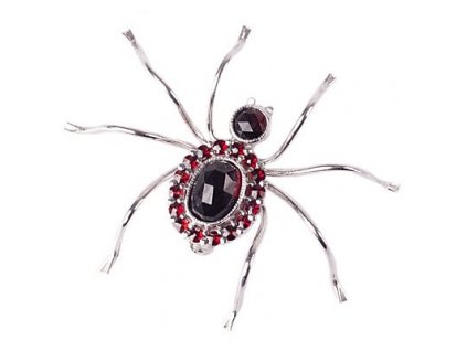 Stříbrná brož pavouk s českými granáty