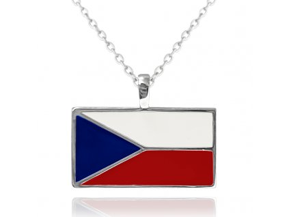 Stříbrný náhrdelník česká vlajka
