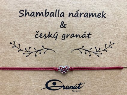 Náramek Shamballa s českým granátem srdce 160566