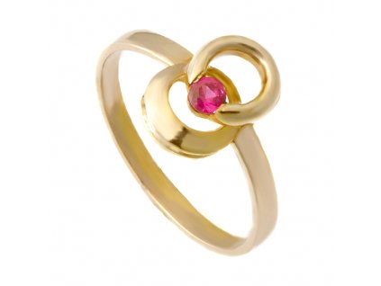 Zlatý prsten dva kroužky s červeným kamenem 050.00003