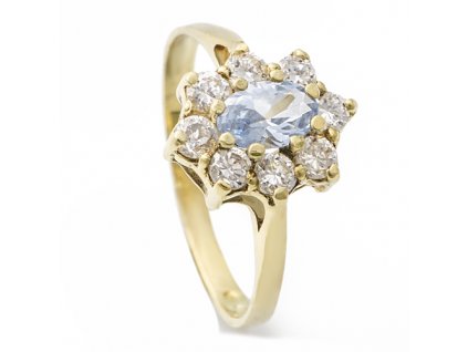 Zlatý prsten se syntetickým akvamarínem 071.00008