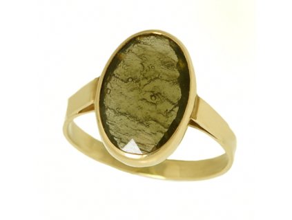 Zlatý prsten s vltavínem ze žlutého zlata,kámen 14x10mm 860.00034