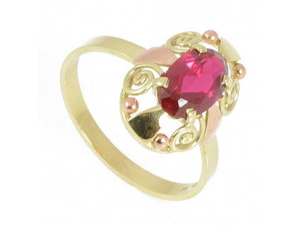 Zlatý barokní prsten s rubínem kombinace zlata 960.00002