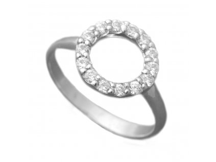 Stříbrný prsten zirkonové kolečko 010.00349