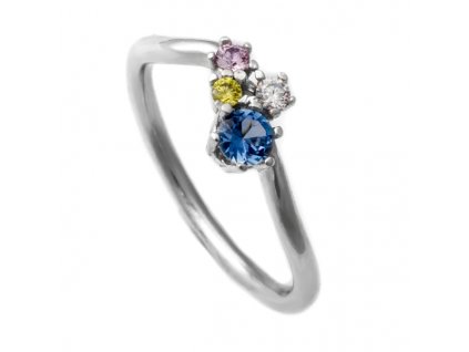 Stříbrný prsten s barevnými kameny K2633