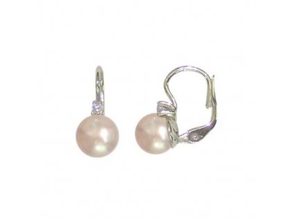 Stříbrné náušnice s perlami v růžové barvě se zirkonem 201.00016