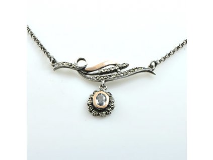 Stříbrný náhrdelník s akvamarínem - portugalský šperk CM 9593