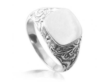 Stříbrný pečetní pánský prsten s boční ozdobou 000.00023