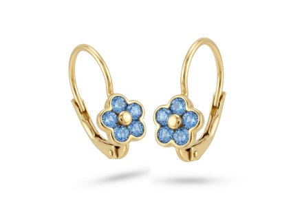 Zlate detske nausnice s modrymi kameny