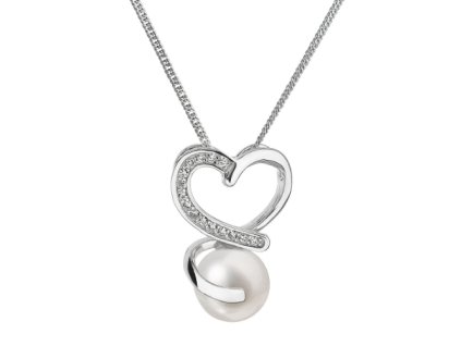Stříbrný náhrdelník srdíčko s pravou říční perlou