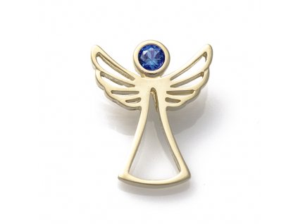 Zlatý přívěsek anděl s tmavě modrým zirkonem 080.00001