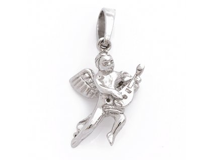 Stříbrný přívěsek andílek -s loutnou, trojrozměrná figurka 06.000.00005