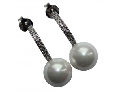 Stříbrné náušnice s perlou a zirkonky