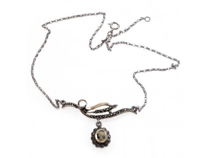Stříbrný náhrdelník s kamejí a markazity 1CMS9593