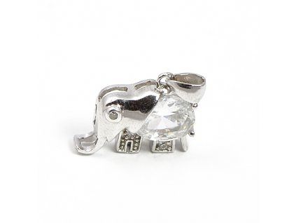 Stříbrný přívěsek  slon -stylizovaný, bílé kameny(velký+malé) 08.010.00060