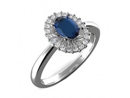 Zlatý prsten s diamanty a modrým safírem 991.00001