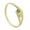 Zlatý prsten se zeleným kamínkem a bílým zirkonem 111.00004