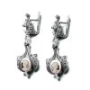 Stříbrné visací náušnice s kamejí a markazity 1B7-ISBR41A