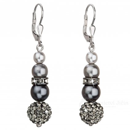 Stříbrné náušnice se SWAROVSKI krystaly a perlami
