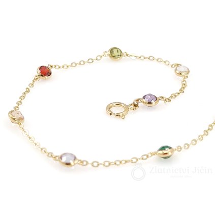 Zlatý náramek s barevnými kameny