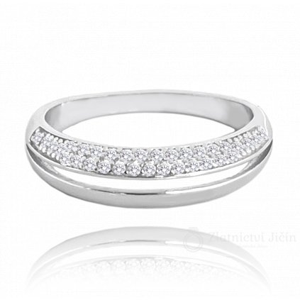 MINET Dvojitý stříbrný prsten s bílými zirkony