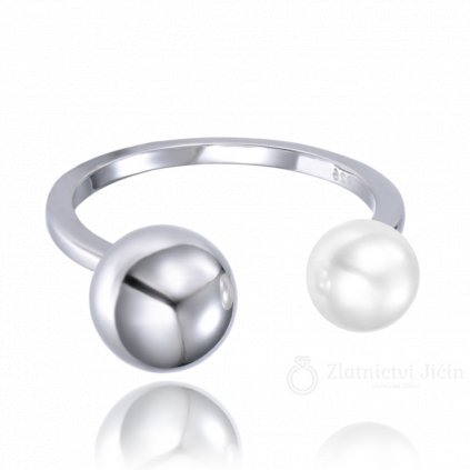 MINET Stříbrný prsten s perlou