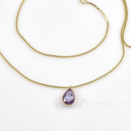 Zlatý náhrdelník s fialovým kamenem