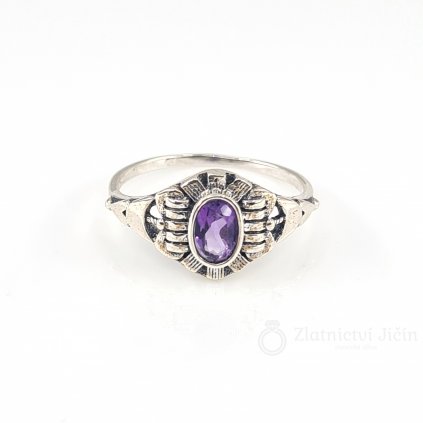 Stříbrný prsten s pravým kamenem (ametyst, olivín, topaz, citrín, smaragd)