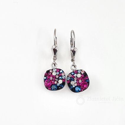 Stříbrné visací náušnice se Swarovski krystaly