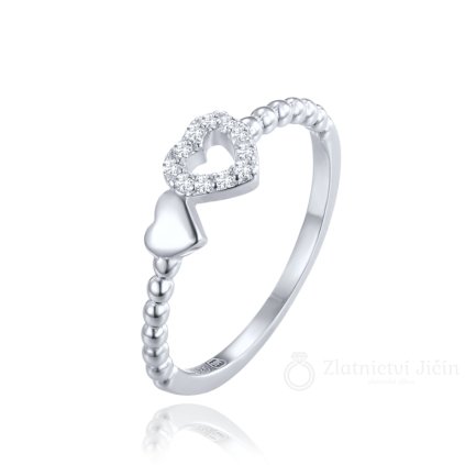 MINET Stříbrný prsten dvě srdce (Velikost prstenu: 48)