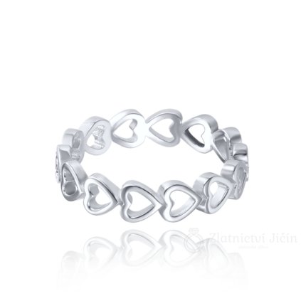 MINET Stříbrný prsten se srdíčky (Velikost prstenu: 57)