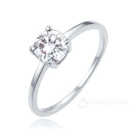 MINET Elegantní stříbrný prsten s bílým zirkonem (Velikost prstenu: 60)