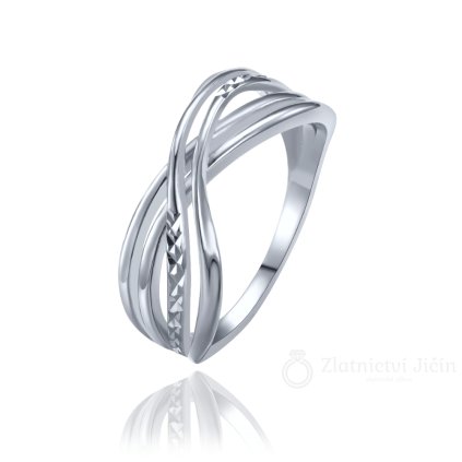 MINET Překřížený stříbrný broušený prsten (Velikost prstenu: 63)