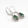 Stříbrné náušnice se smaragdem a kubickými zirkony