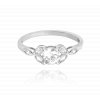 MINET Luxusní rozkvetlý stříbrný prsten FLOWERS s bílými zirkony