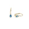 Zlaté náušnice KAPKA s modrým kamenem