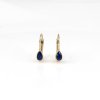 Zlaté náušnice KAPKA s tmavě modrým kamenem