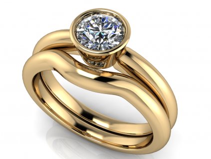 komplet snubni a zasnubni prsten ODESSA zlute zlato 5mm zlatnicke studio salaba zlatnictvi