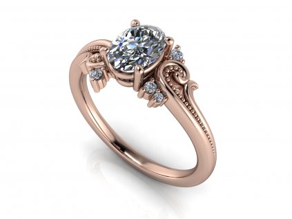zasnubni prsten VENICE s lab grown diamantem moissanitem ruzove zlato OVÁL výbrus 7x5,00mm zlatnicke studio salaba zlatnictvi