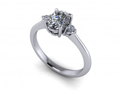 zasnubni prsten TESS s lab grown diamantem moissanitem bile zlato slza výbrus 7x5,00mm zlatnicke studio salaba zlatnictvi